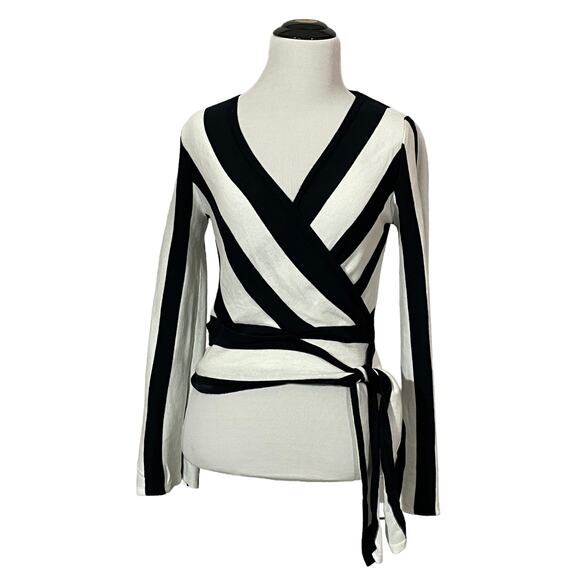 Topshop Striped Side Tie Knit Top - Navy/White - US 2 - Picture 1 of 14